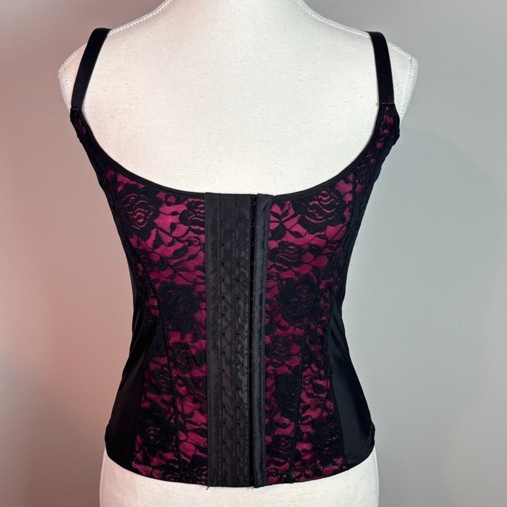 Seven til Midnight Womens Pink Black Floral Lace Corset sz XL Whimsigoth Indie